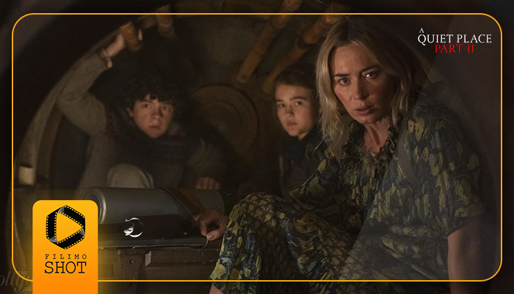 امیلی بلانت میلیسنت سیموندز و نوآ جوپ در نمایی از فیلم A Quiet Place 2