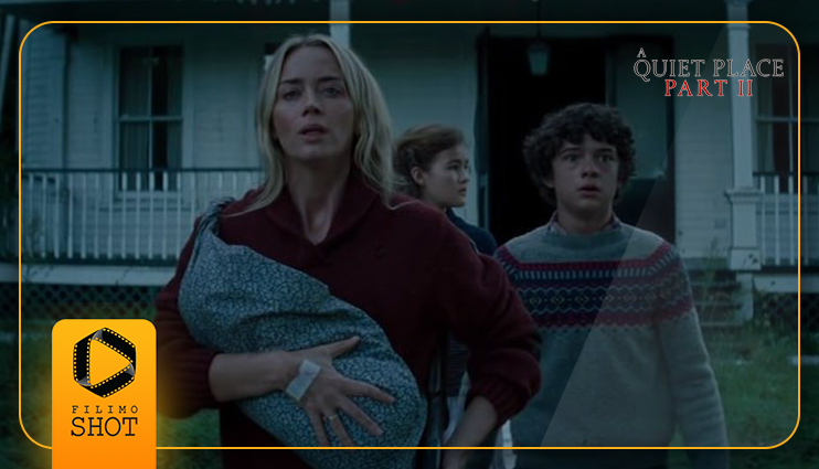 امیلی بلانت،میلیسنت سیموندز و نوآ جوپ در نمایی از فیلم A Quiet Place 2