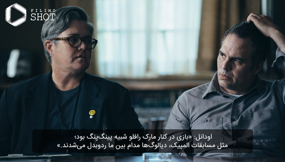 روزی اودانل و مارک رافلو در نمایی از سریال «همین‌قدر می‌دانم که حقیقت دارد»
