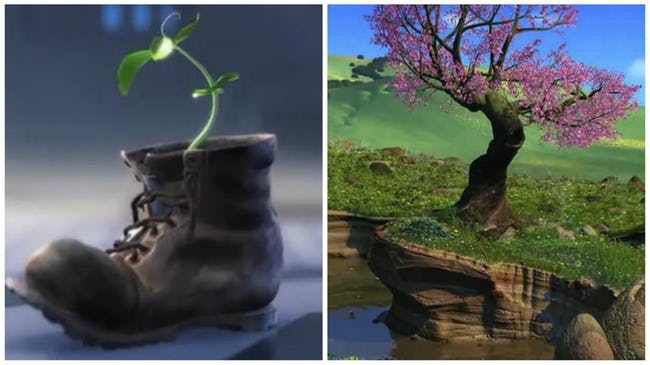 نهالی که در «وال-ای» می‌بینیم، در «زندگی یک حشره» به درخت تبدیل می‌شود