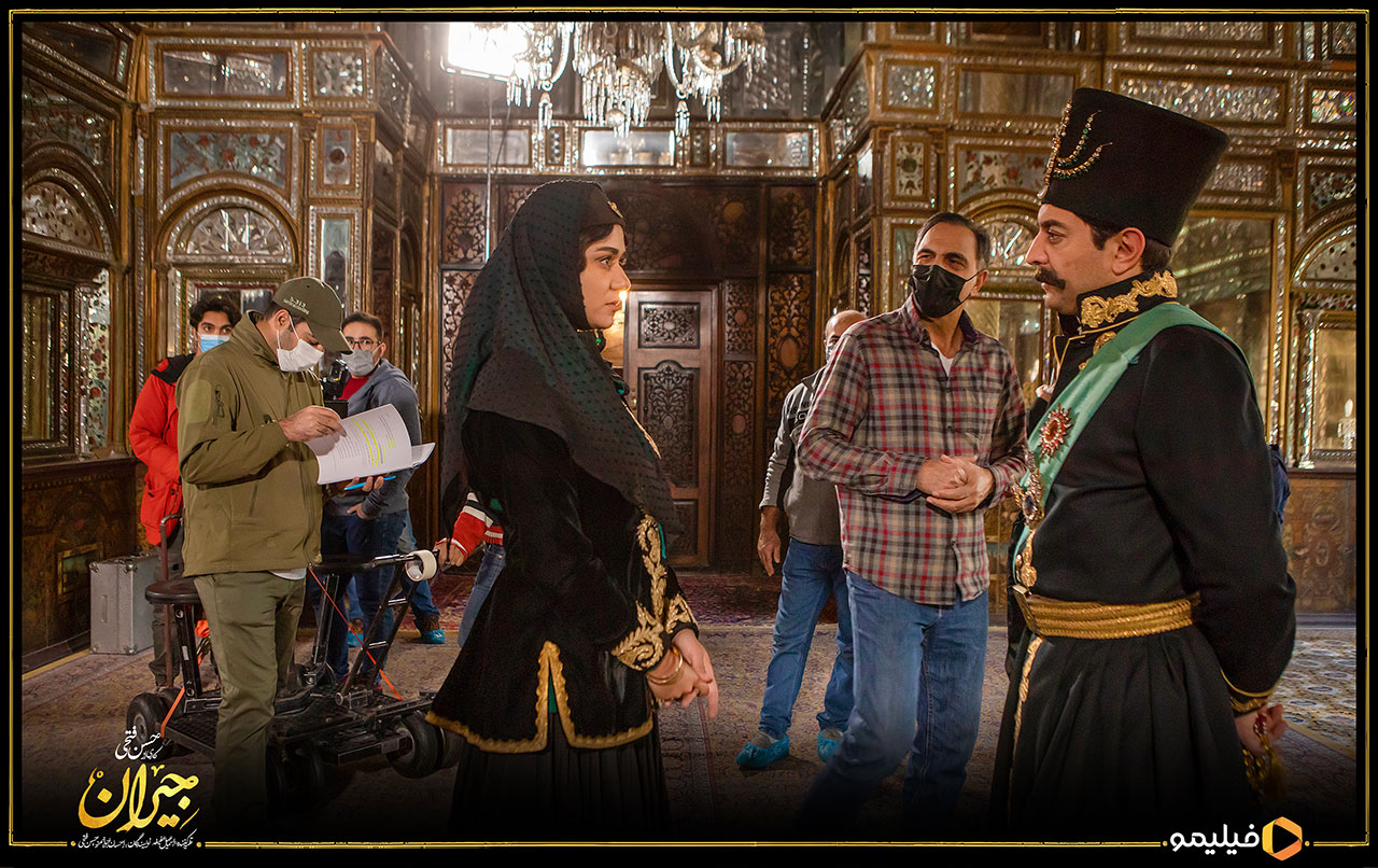 بهرام رادان و پریناز ایزدیار در پشت صحنه سریال جیران